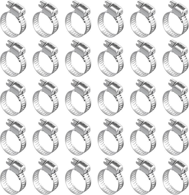 imsiboc 30PCS Stainless Steel Hose Clamps, 1/2'' - 3/4'' (13-19mm) Adjustable Worm Gear Fuel Line Clamp for Plumbing, Automotive And Mechanical Application - Image 1
